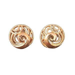 Vintage Gold Swirl Button Clip-On Earrings